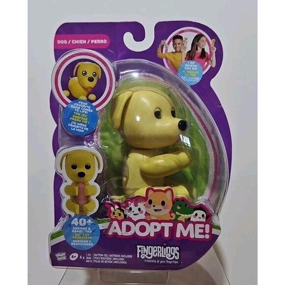 Fingerlings "Adopt Me!" Interactive Pet Dog - 40+ Sounds & Reactions Yellow Anim - Picture 1 of 4